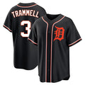Jamed D.Tigers #3 Alan Trammell Player Black Fashion Out Home Game Stitched Jerseys