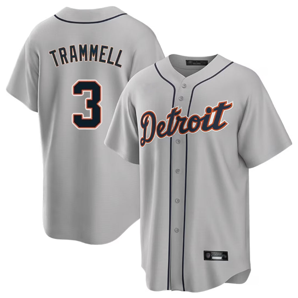 Jamed D.Tigers #3 Alan Trammell Player Gray Home Game Stitched Jerseys
