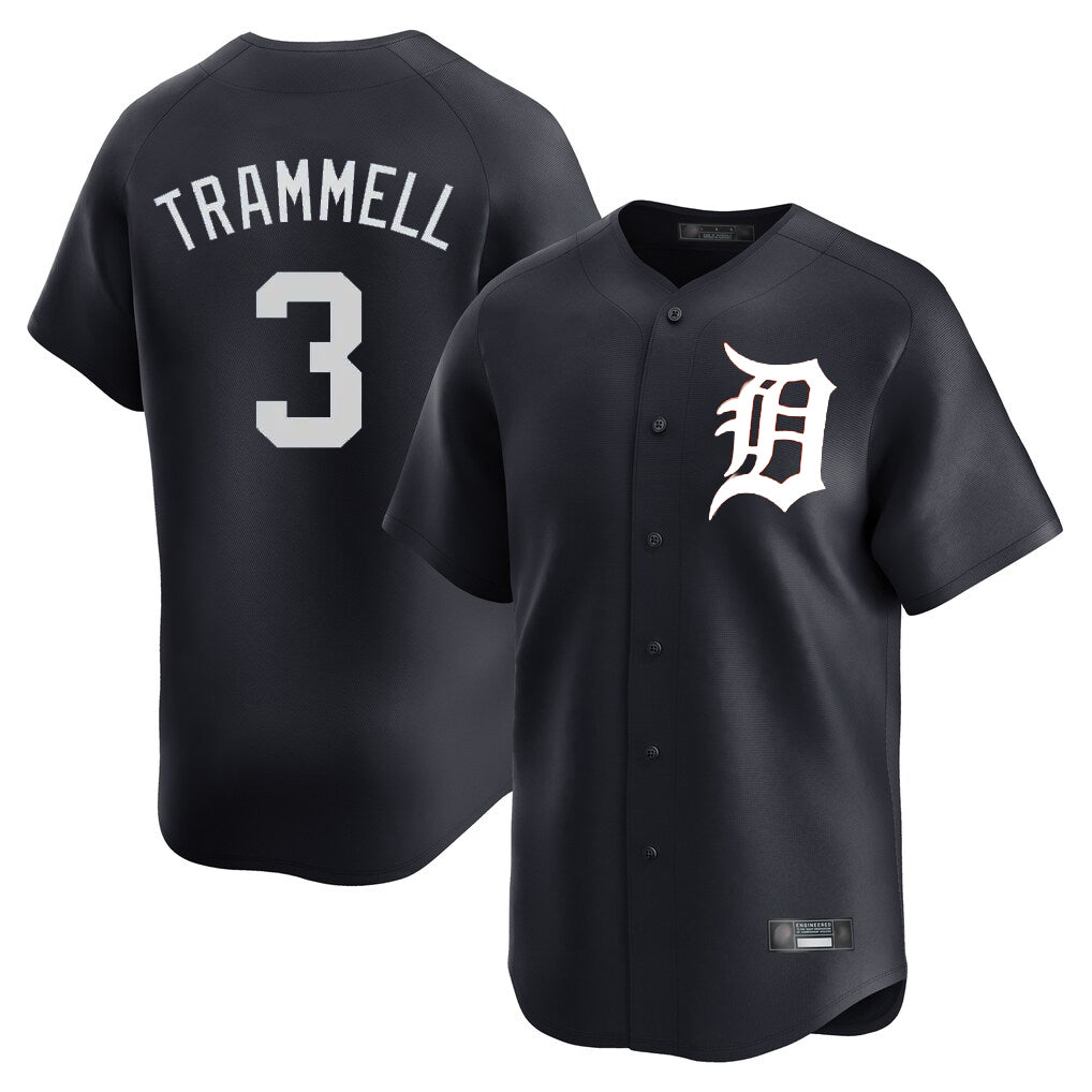 Jamed D.Tigers #3 Alan Trammell Player Navy Home Limited Game Stitched Jerseys