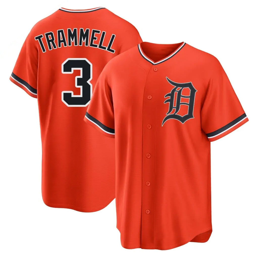 Jamed D.Tigers #3 Alan Trammell Player Orange Home Game Stitched Jerseys