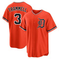Jamed D.Tigers #3 Alan Trammell Player Orange Home Game Stitched Jerseys