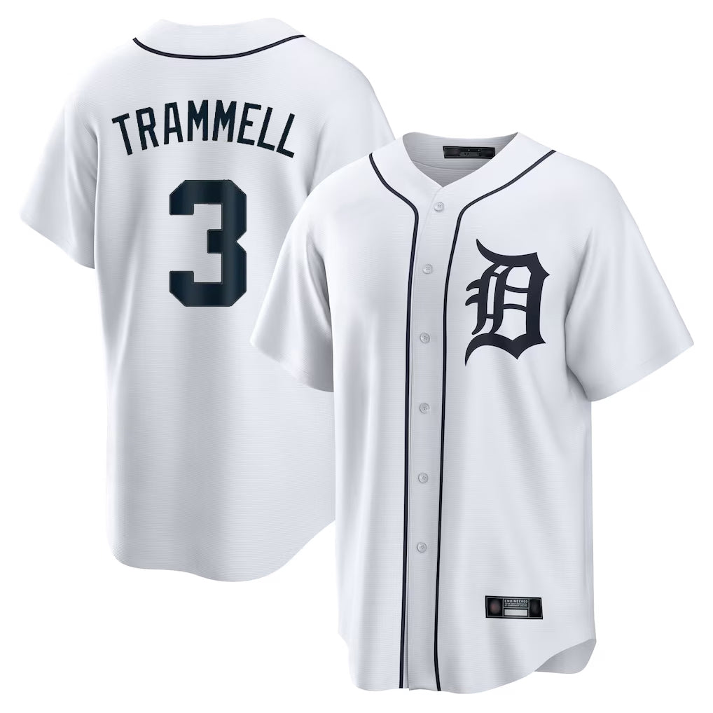 Jamed D.Tigers #3 Alan Trammell Player White Home Game Stitched Jerseys