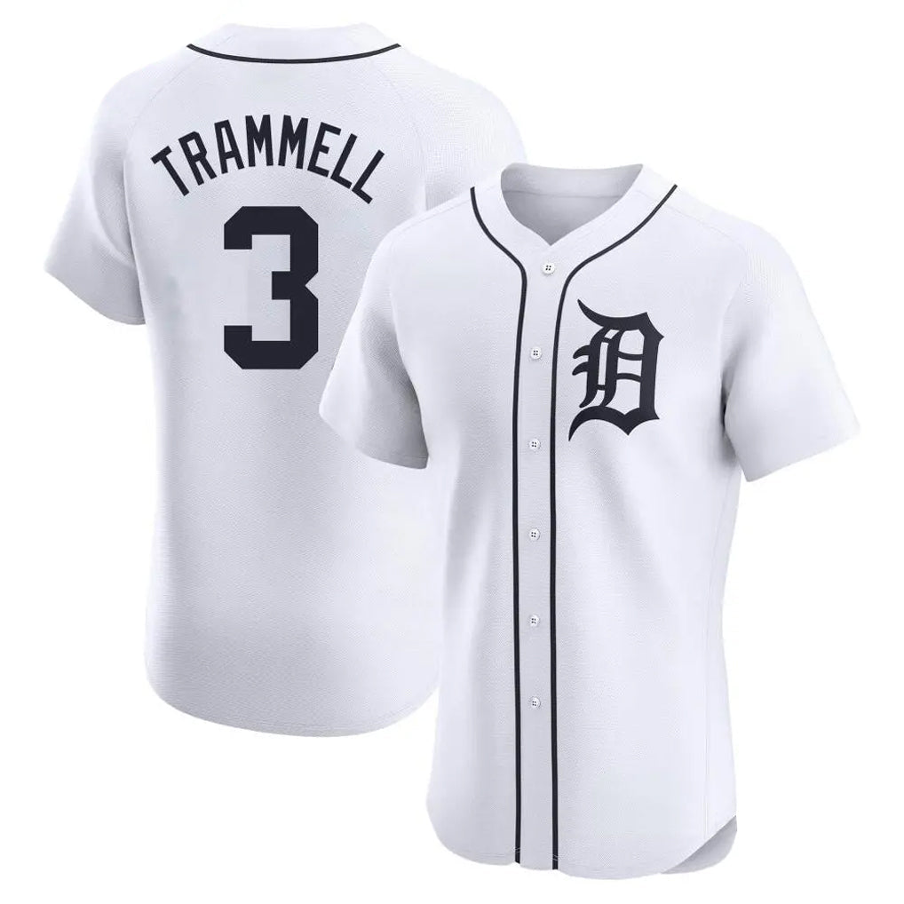 Jamed D.Tigers #3 Alan Trammell Player White Limited Elite Home Stitched Jerseys