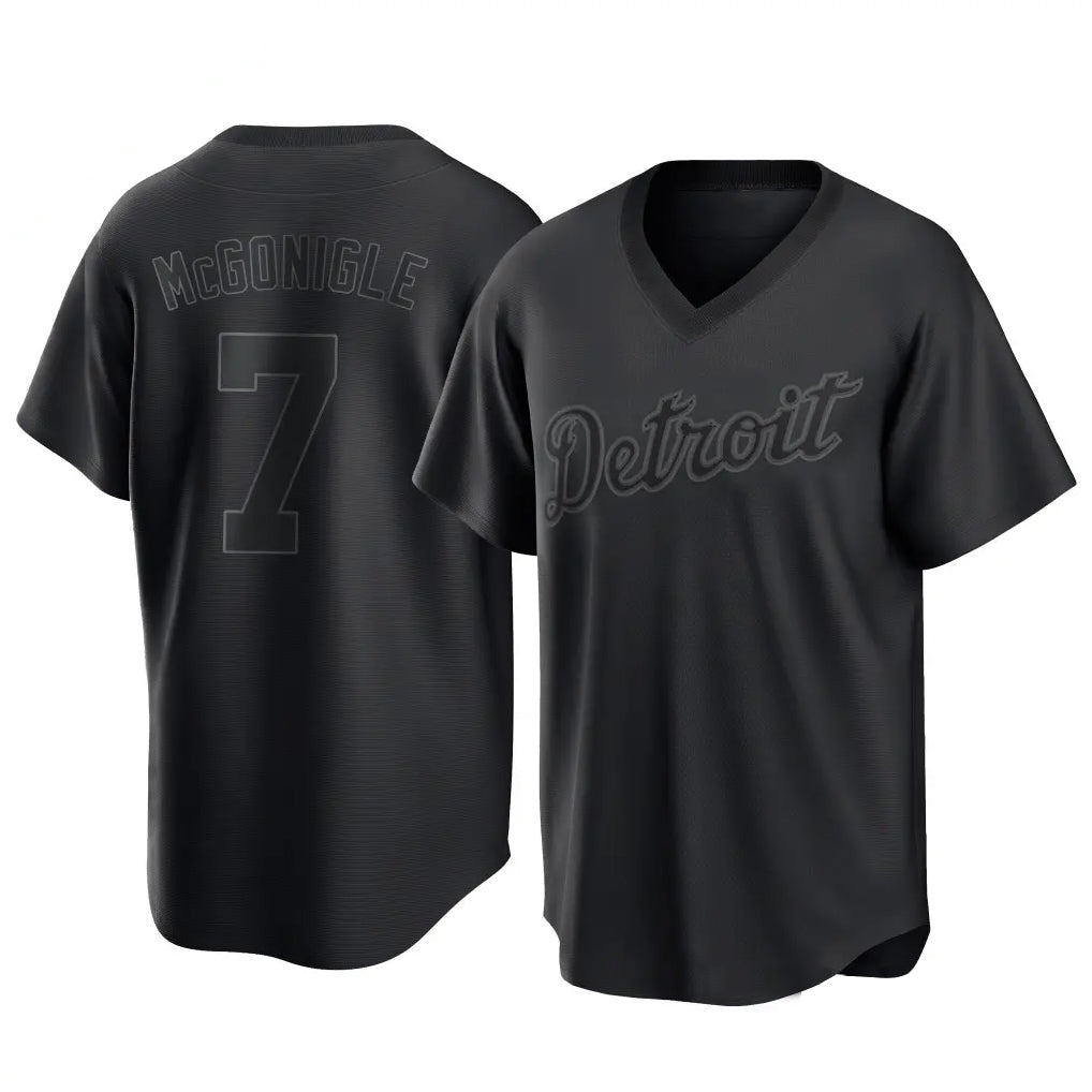 Jamed D.Tigers #7 Kevin McGonigle Player Black T-shirt Home Game Stitched Jerseys