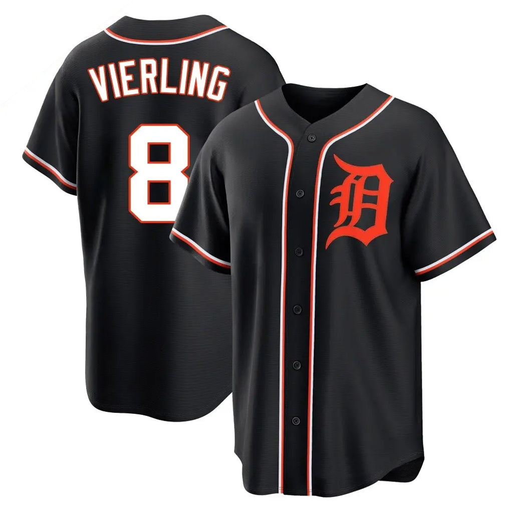 Jamed D.Tigers #8 Matt Vierling Player Black Fashion Out Home Game Stitched Jerseys