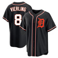 Jamed D.Tigers #8 Matt Vierling Player Black Fashion Out Home Game Stitched Jerseys