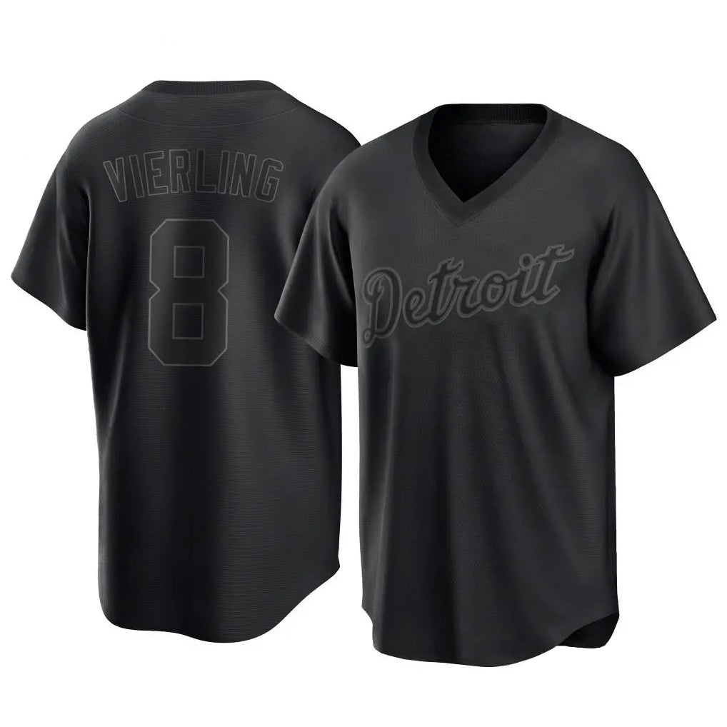 Jamed D.Tigers #8 Matt Vierling Player Black T-shirt Home Game Stitched Jerseys