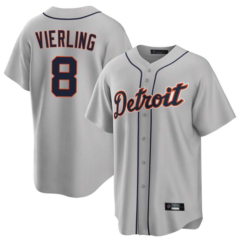 Jamed D.Tigers #8 Matt Vierling Player Gray Home Game Stitched Jerseys