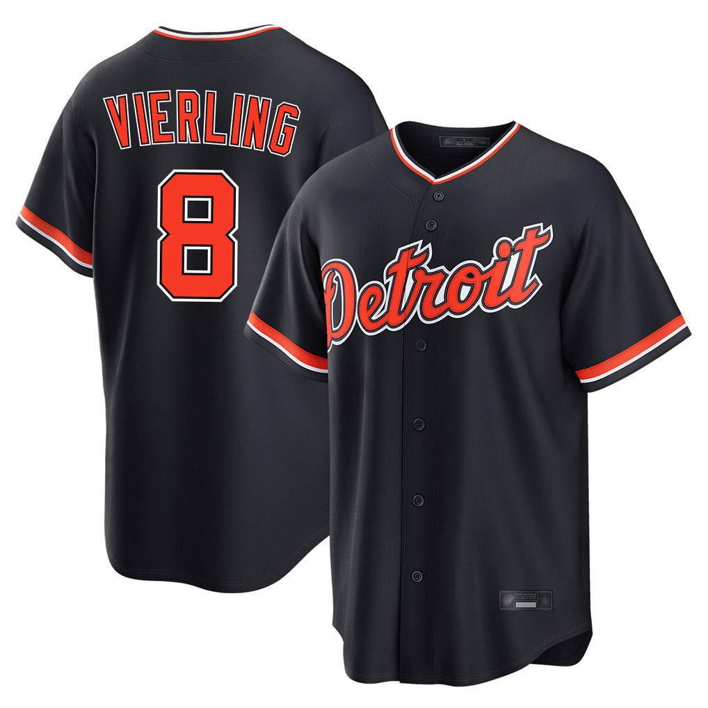 Jamed D.Tigers #8 Matt Vierling Player Navy Home Game Stitched Jerseys
