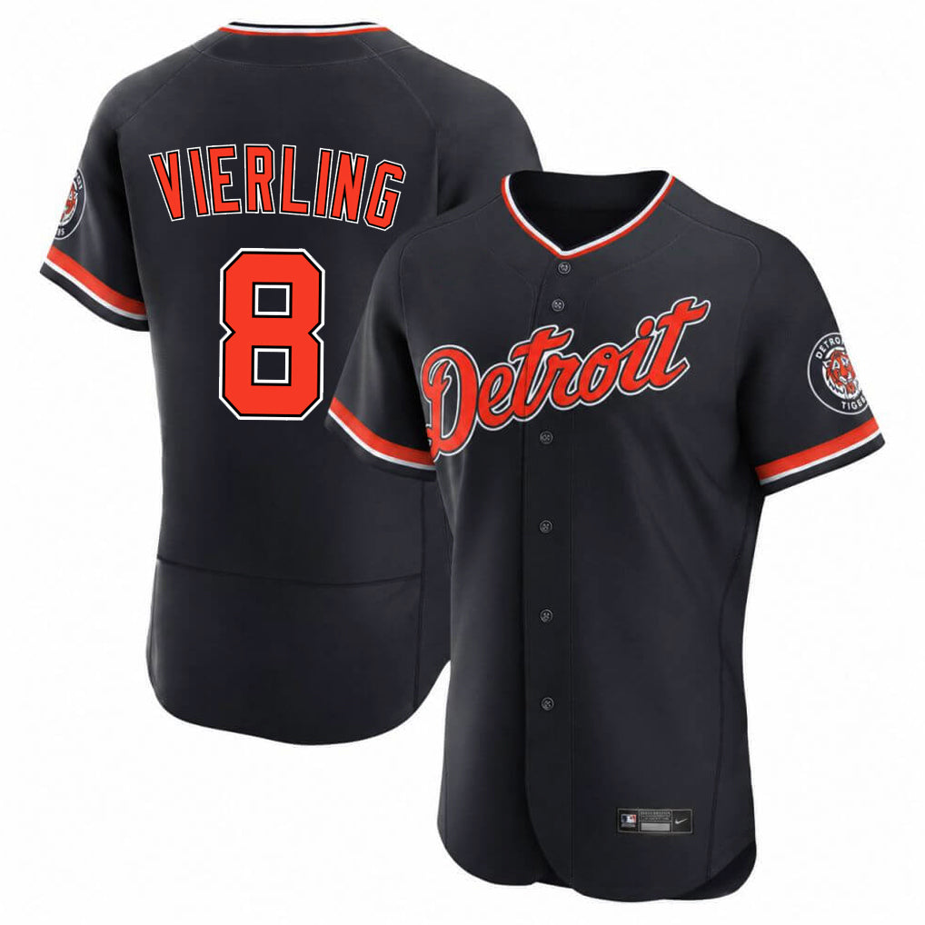 Jamed D.Tigers #8 Matt Vierling Player Navy Limited Elite Home Game Stitched Jerseys