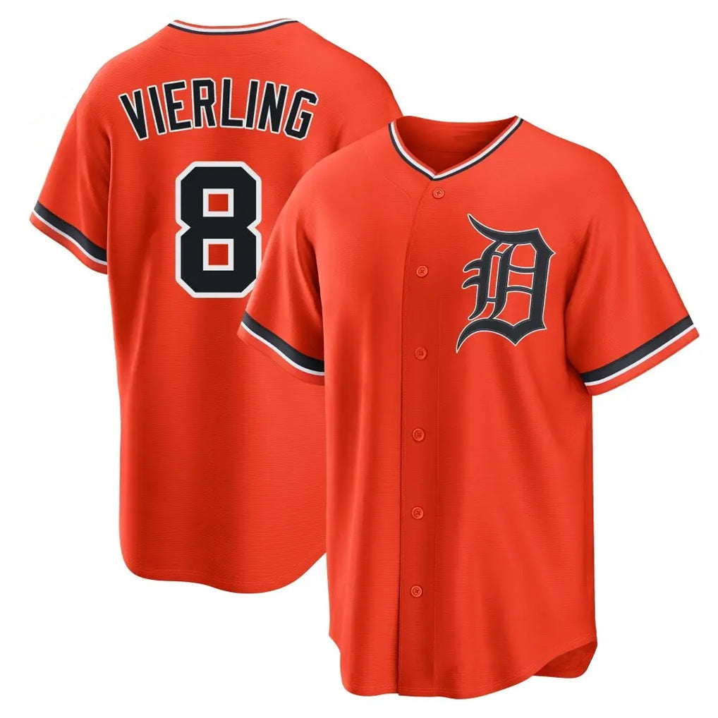 Jamed D.Tigers #8 Matt Vierling Player Orange Home Game Stitched Jerseys