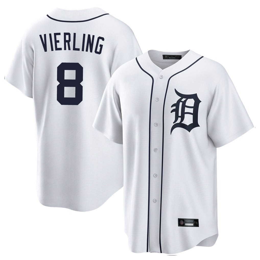 Jamed D.Tigers #8 Matt Vierling Player White Home Game Stitched Jerseys