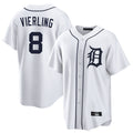 Jamed D.Tigers #8 Matt Vierling Player White Home Game Stitched Jerseys