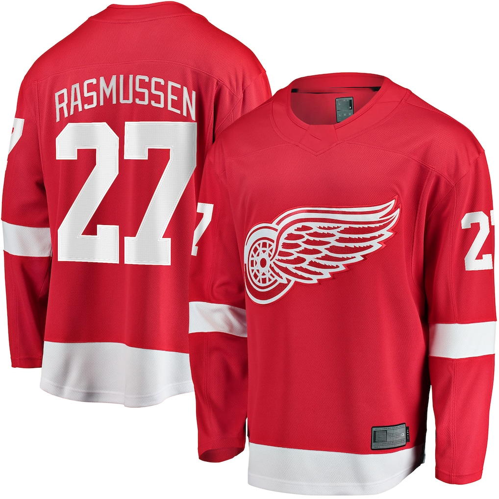 Jamed D.Red wings #27 Michael Rasmussen Red Home Breakaway Player Jerseys
