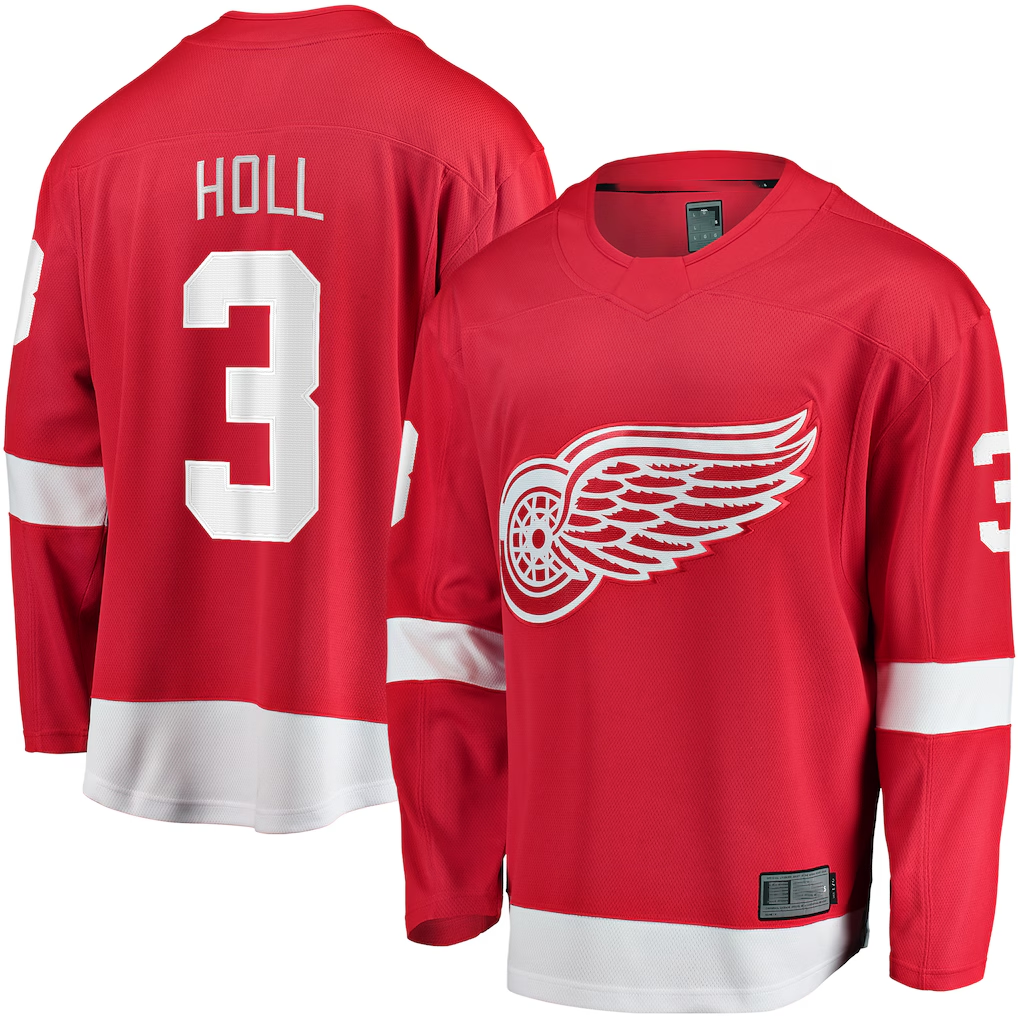 Jamed D.Red wings #3 Justin Holl Red Home Breakaway Jerseys