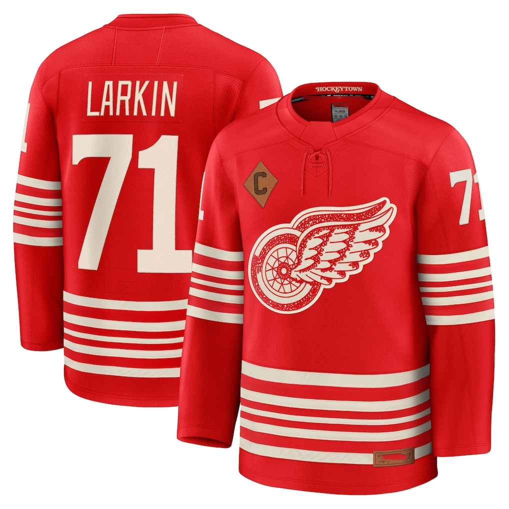 Jamed D.Red wings #71 Dylan Larkin Red Centennial Premium Player Jerseys