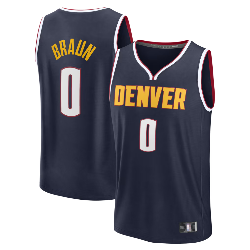 Jamed D.Nuggets #0 Christian Braun Navy Fast Break Replica Jerseys - Icon Edition