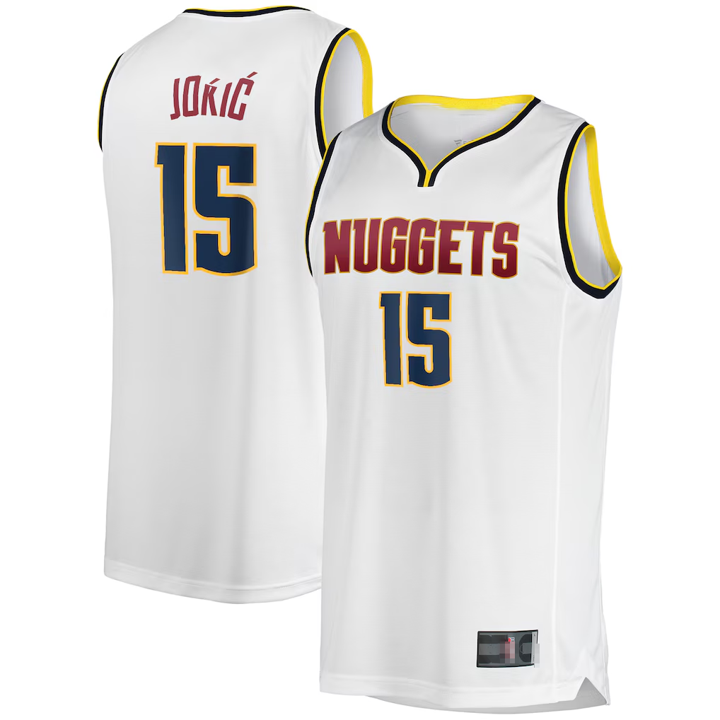 Jamed D.Nuggets #15 Nikola Jokic White Fast Break Player Jerseys - Association Edition