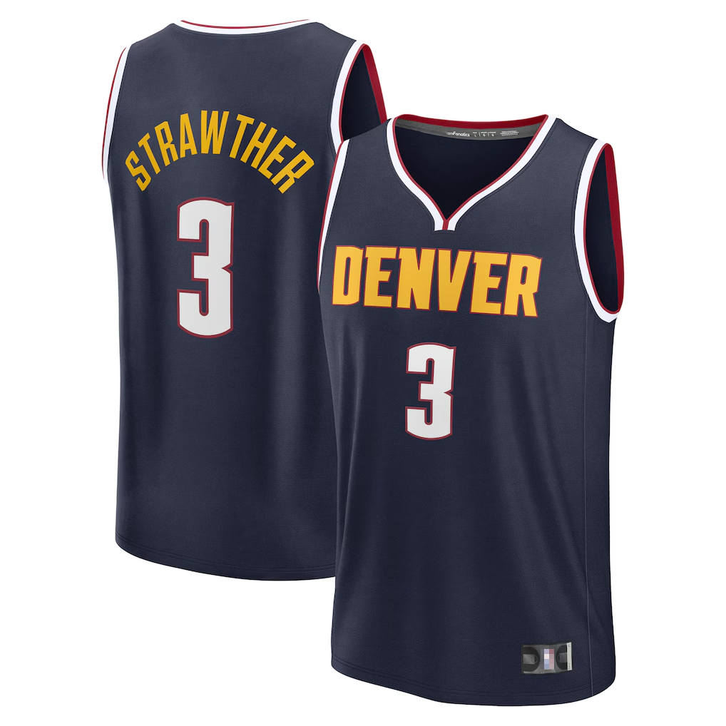 Jamed D.Nuggets #3 Julian Strawther Navy Fast Break Replica Player Jerseys - Icon Edition