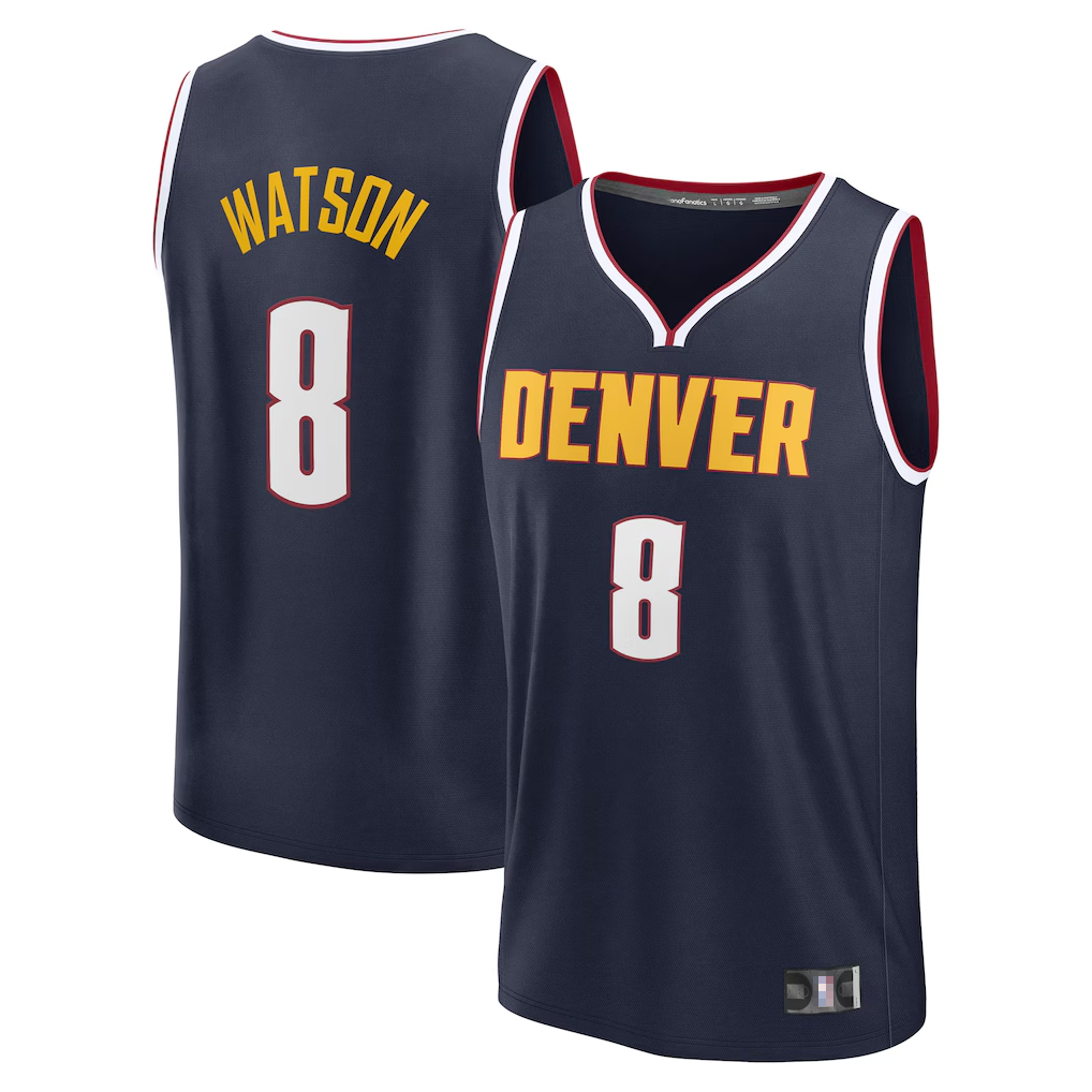 Jamed D.Nuggets #8 Peyton Watson Navy Fast Break Replica Player Jerseys - Icon Edition