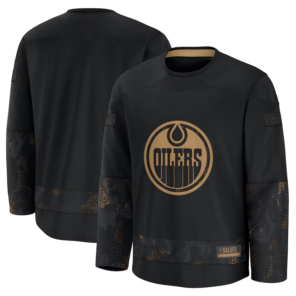Jamed E.Oilers Black 2024 Military Appreciation Practice Jerseys