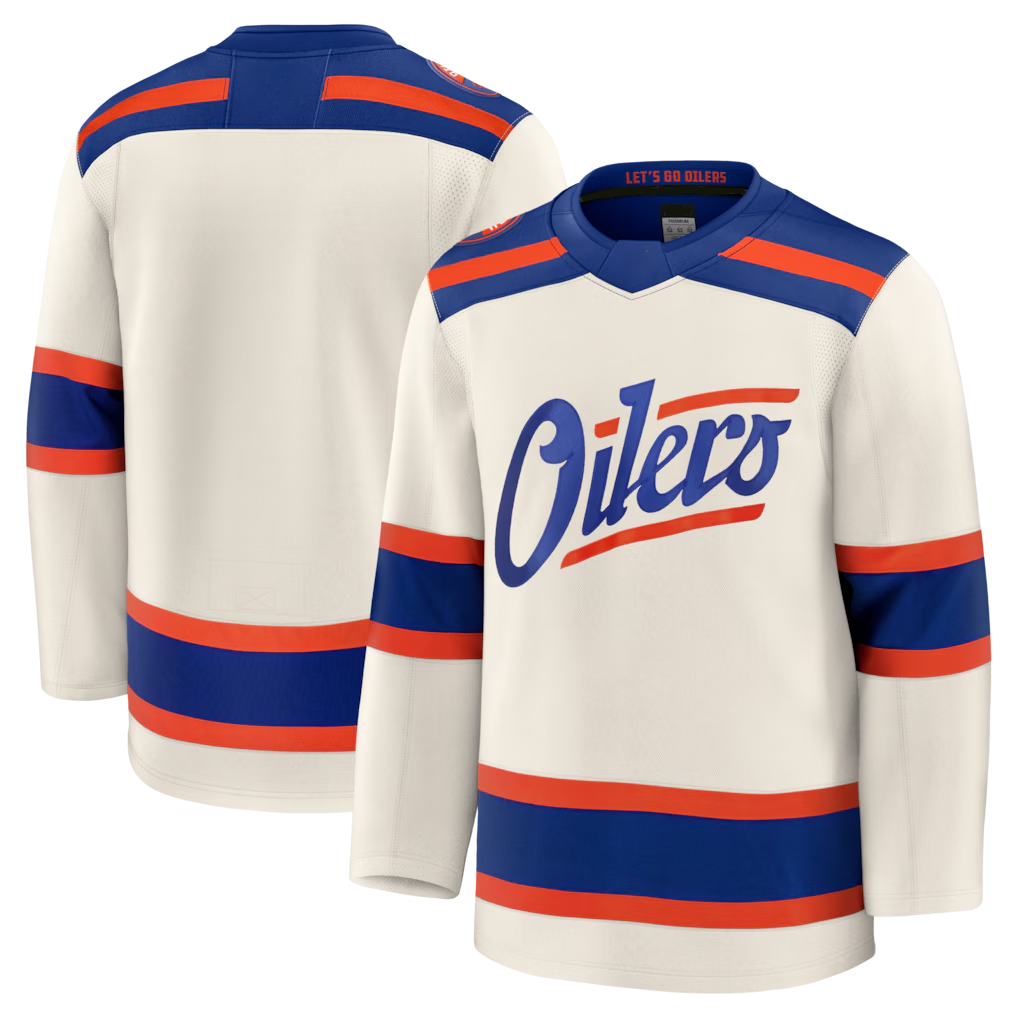 Jamed E.Oilers Light Beige Alternate Premium Jerseys