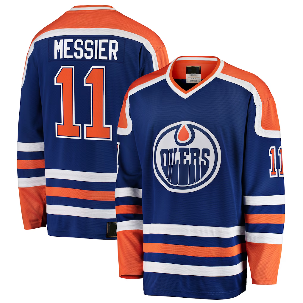 Jamed E.Oilers #11 Mark Messier Blue Premier Breakaway Retired Player Jerseys