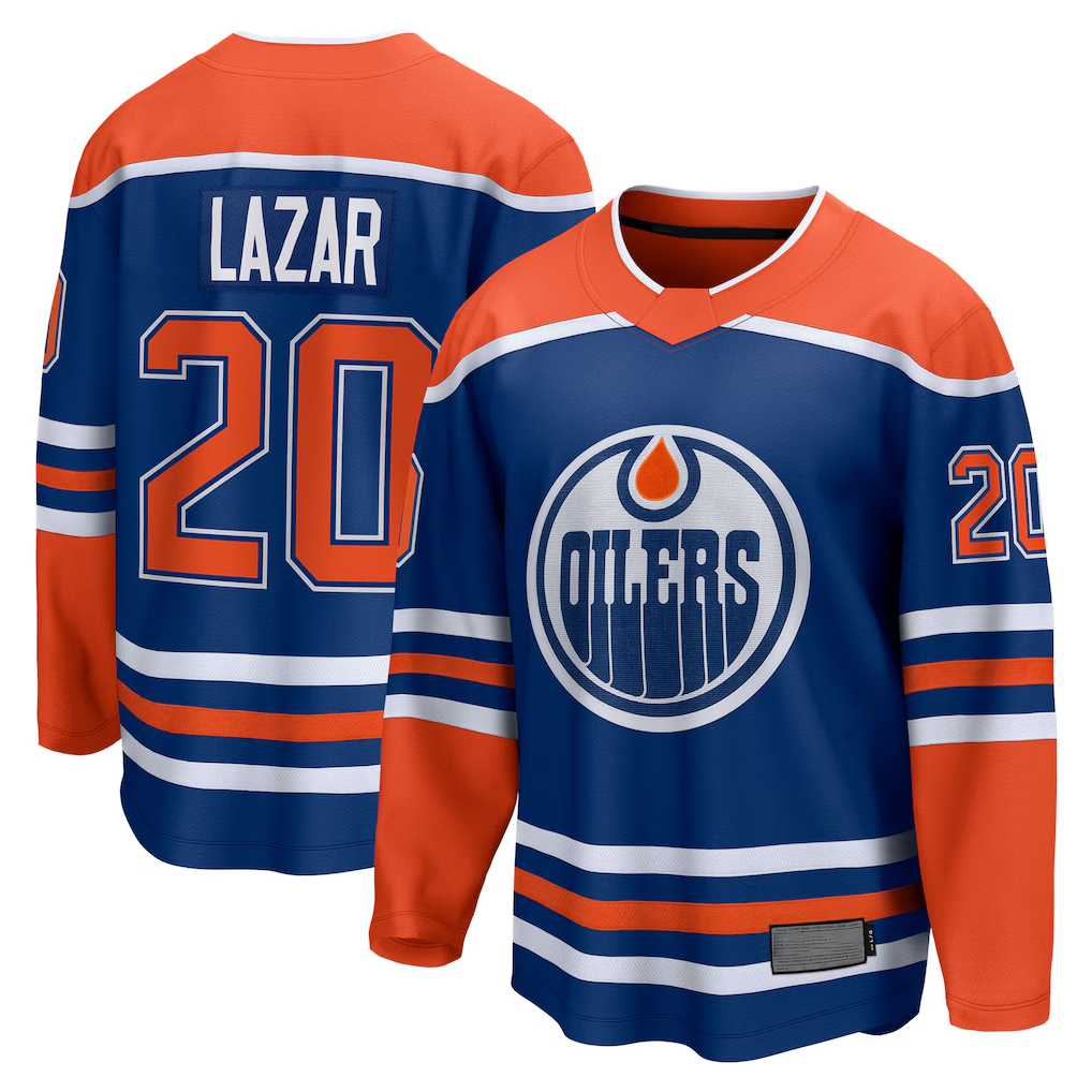 Jamed E.Oilers #20 Curtis Lazar Royal Home Breakaway Jerseys