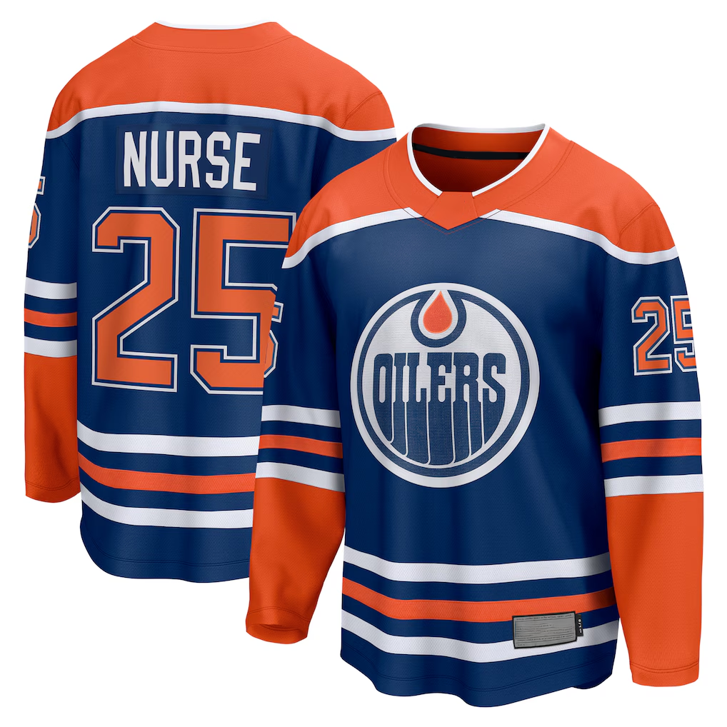 Jamed E.Oilers #25 Darnell Nurse Royal Home Breakaway Player Jerseys