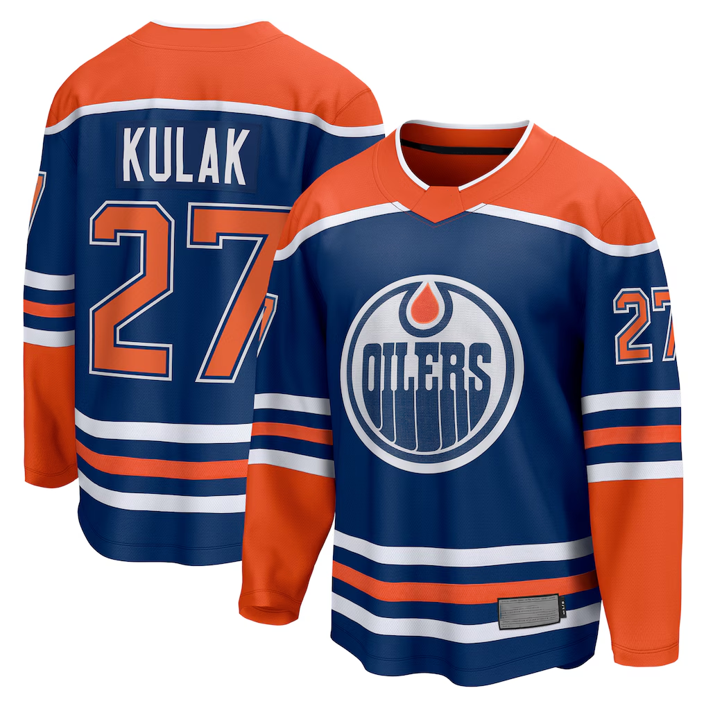 Jamed E.Oilers #27 Brett Kulak Royal Home Breakaway Player Jerseys