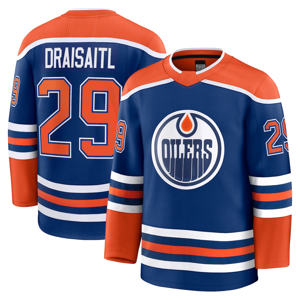 Jamed E.Oilers #29 Leon Draisaitl Royal Home Premium Jerseys