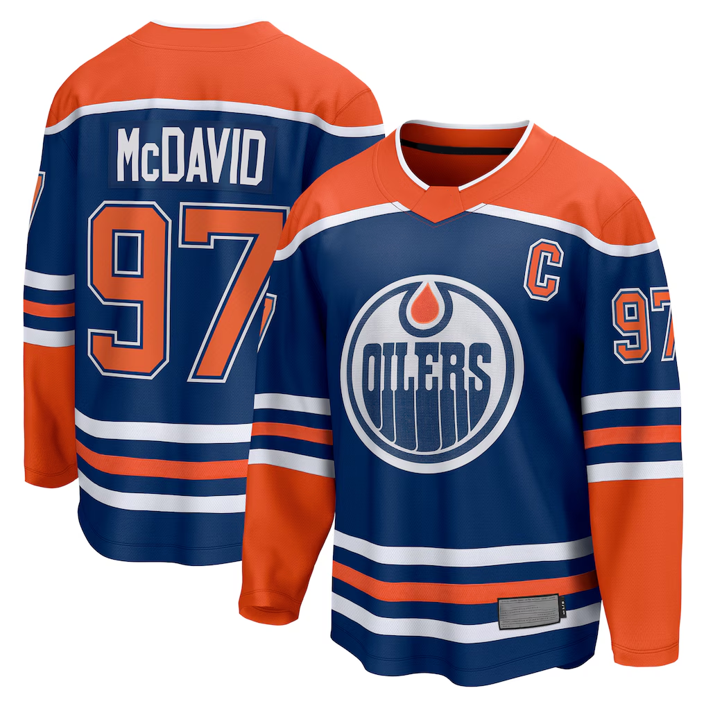 Jamed E.Oilers #97 Connor McDavid Royal Home Breakaway Jerseys