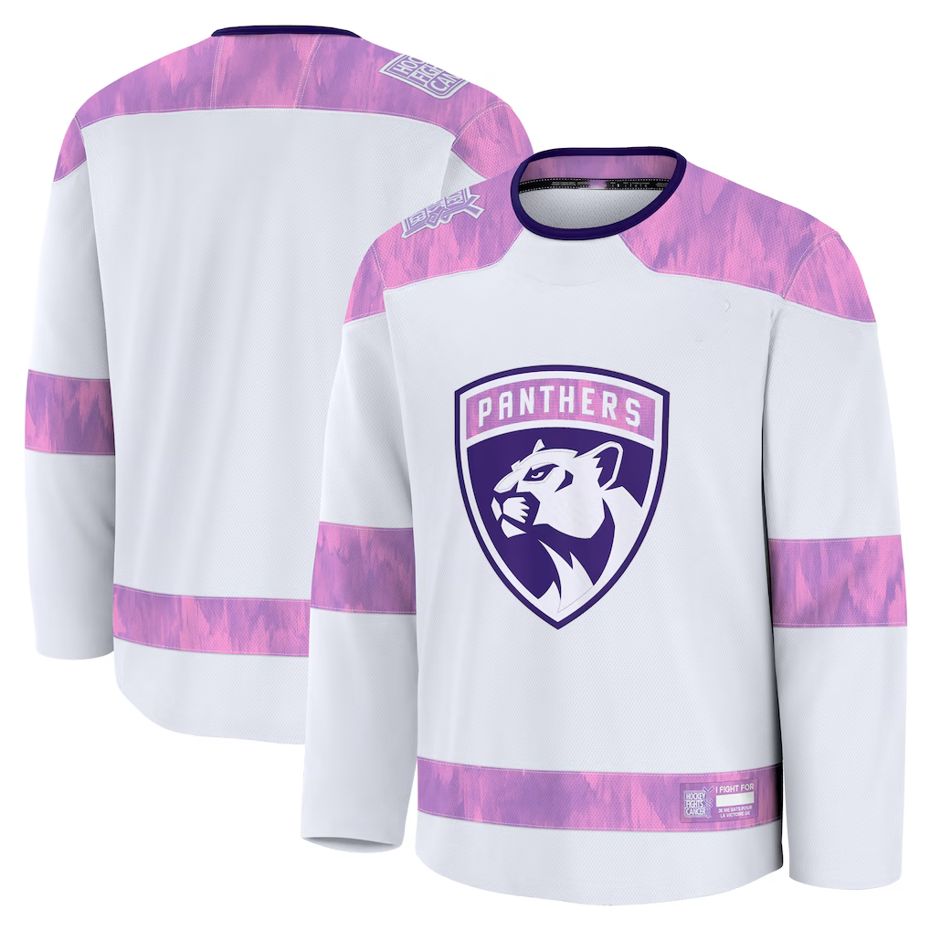 Jamed F.Panthers White 2024 Hockey Fights Cancer Practice Jerseys