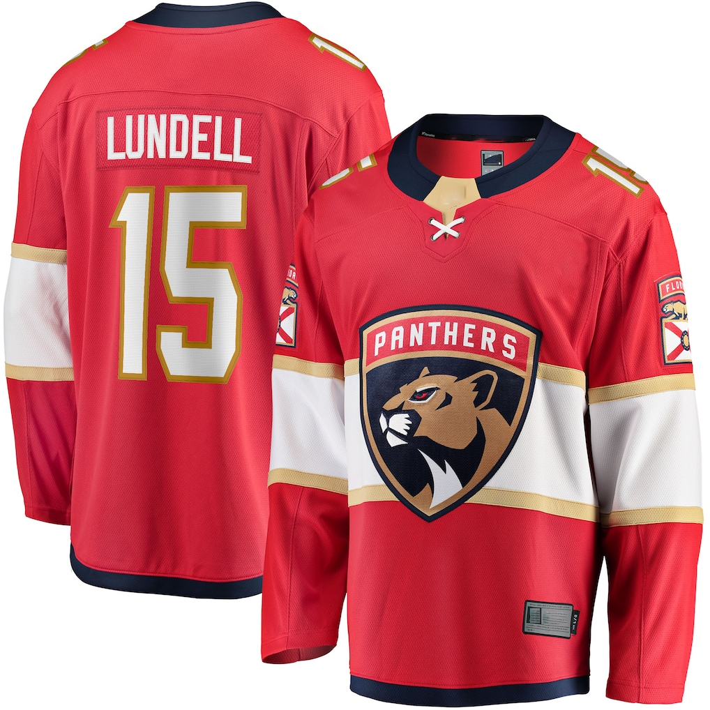 Jamed F.Panthers F.Panthers #15 Anton Lundell Red Home Breakaway Player Jerseys