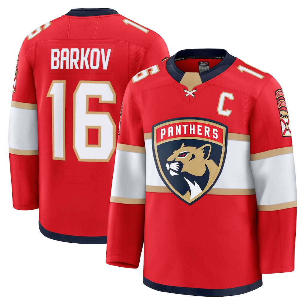 Jamed F.Panthers #16 Aleksander Barkov Red Home Premium Jerseys