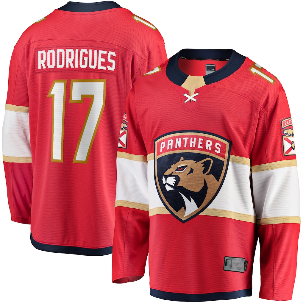 Jamed F.Panthers #17 Evan Rodrigues Red Home Breakaway Jerseys