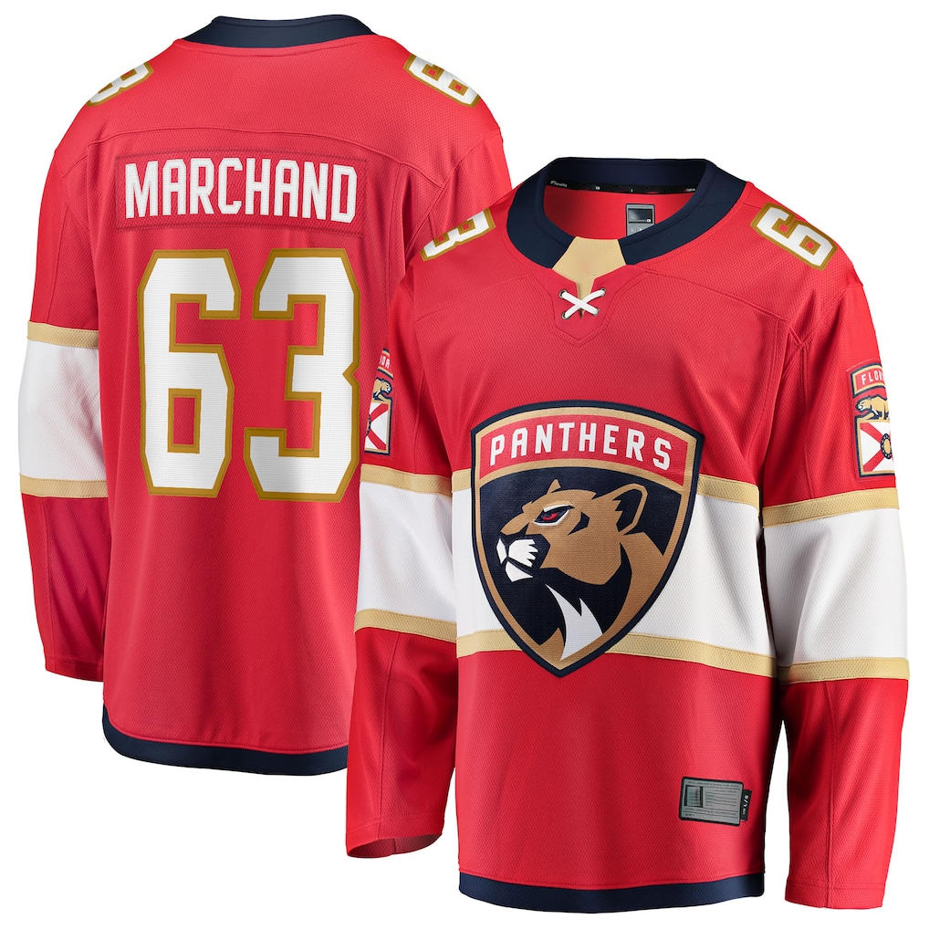 Jamed F.Panthers #63 Brad Marchand Red Home Breakaway Jerseys
