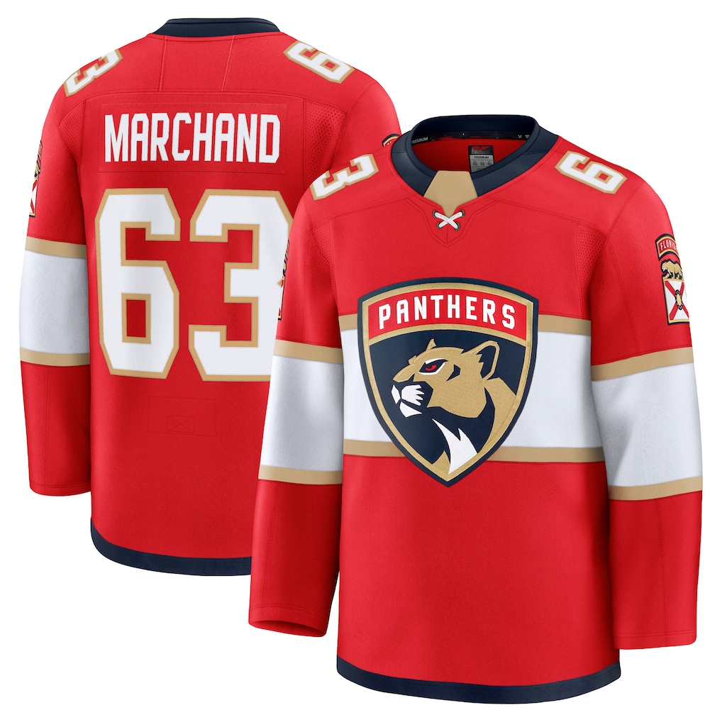 Jamed F.Panthers #63 Brad Marchand Red Home Premium Jerseys