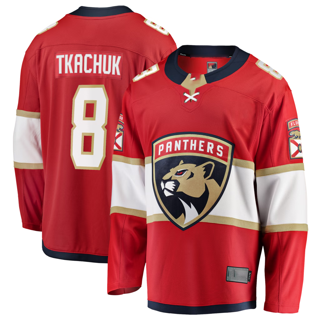 Jamed F.Panthers #8 Brady Tkachuk Red Home Breakaway Jerseys