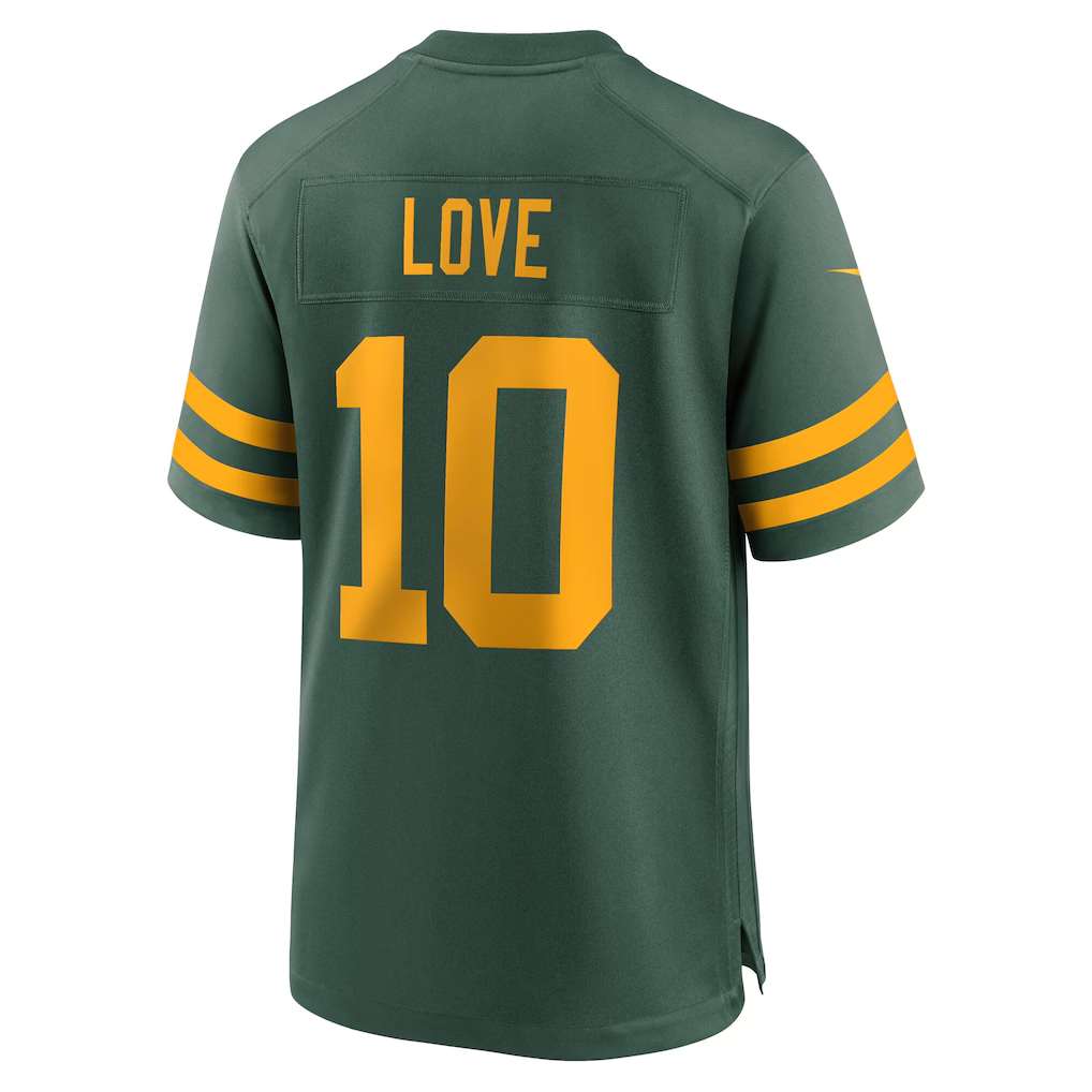 Jamed GB.Packers #10 Jordan Love Green Alternate Game Stitched Jerseys