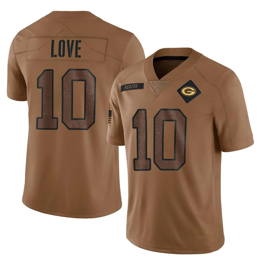 Jamed GB.Packers #10 Jordan Love Player Brown Salute To Service Limited Stitched Jerseys
