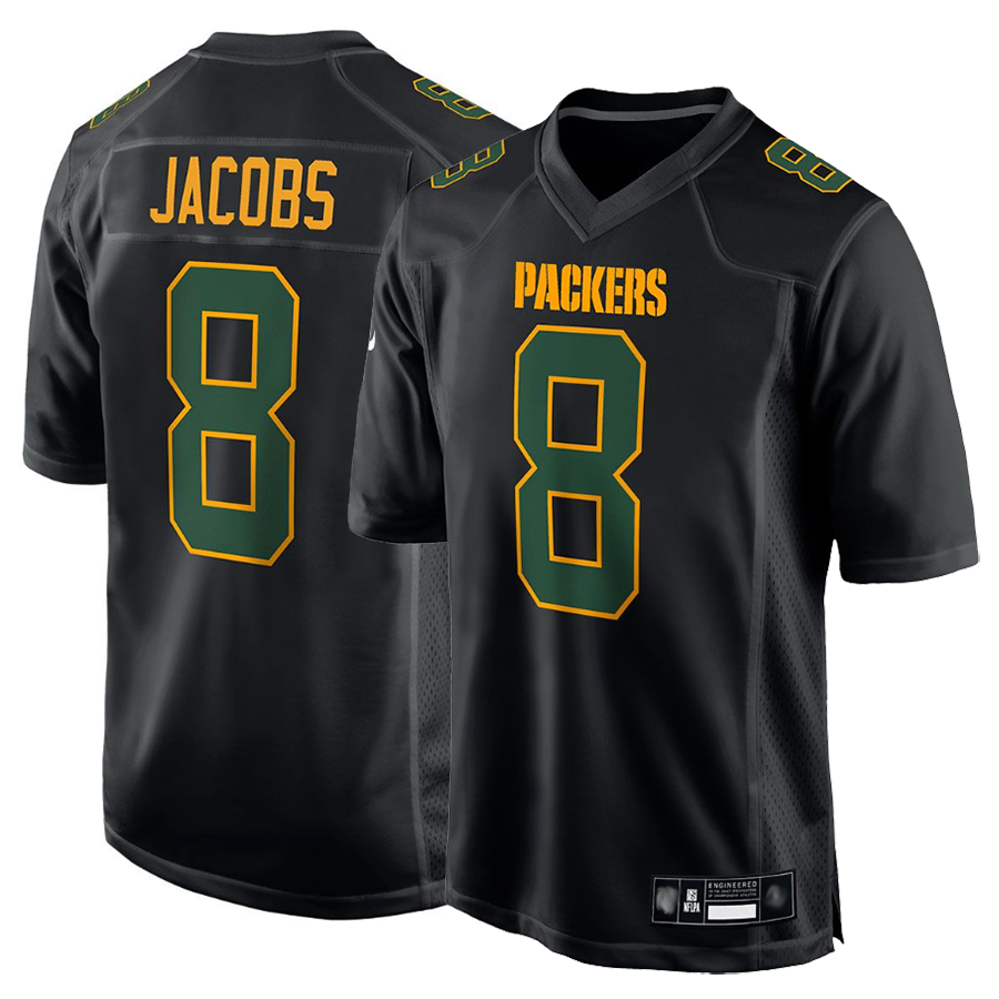 Jamed GB.Packers #8 Josh Jacobs Player Black Fashion Game Stitched Jerseys