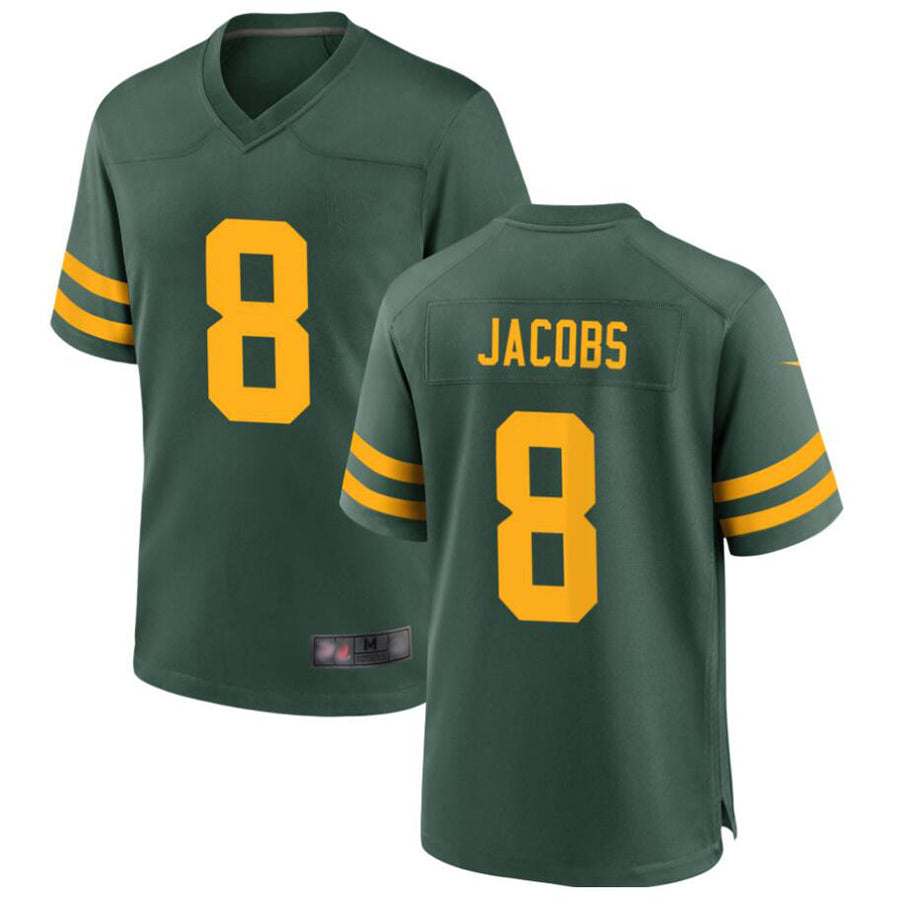 Jamed GB.Packers #8 Josh Jacobs Player Green Home Replica Stitched Jerseys