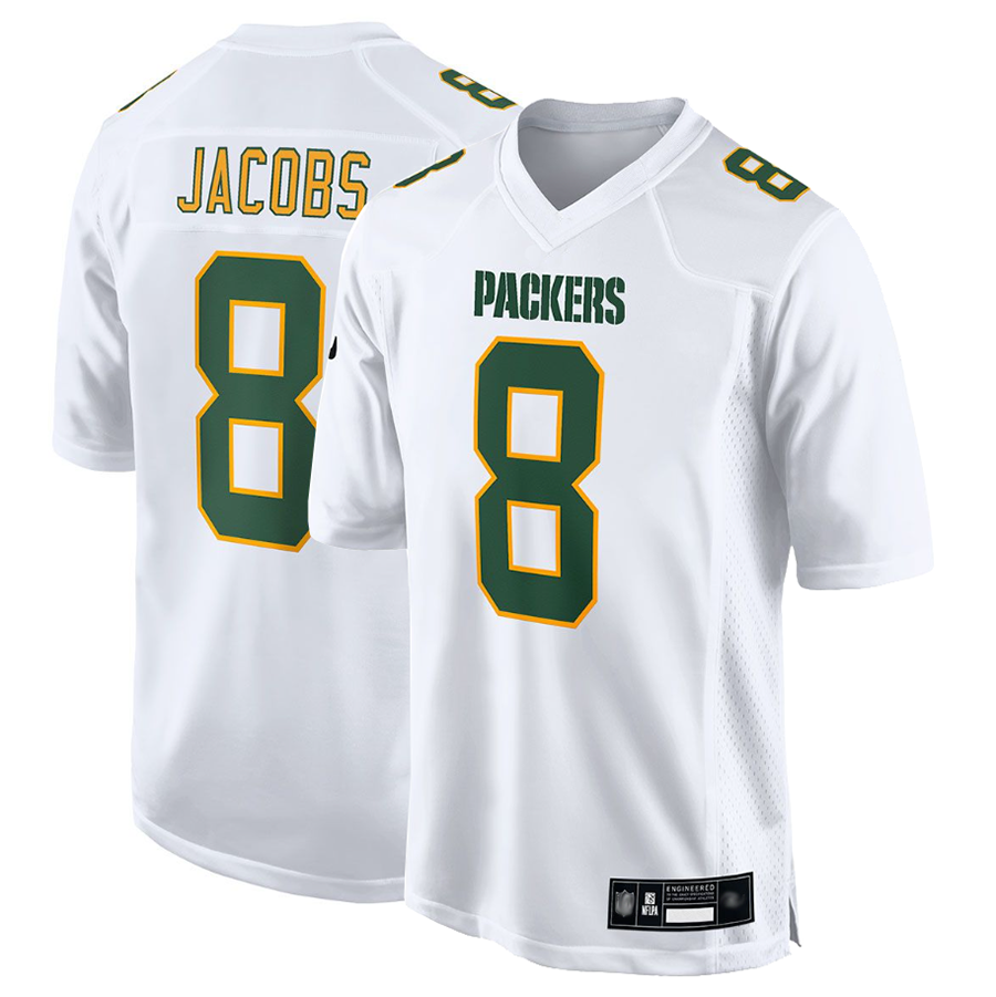 Jamed GB.Packers #8 Josh Jacobs Player White Fashion Game Stitched Jerseys