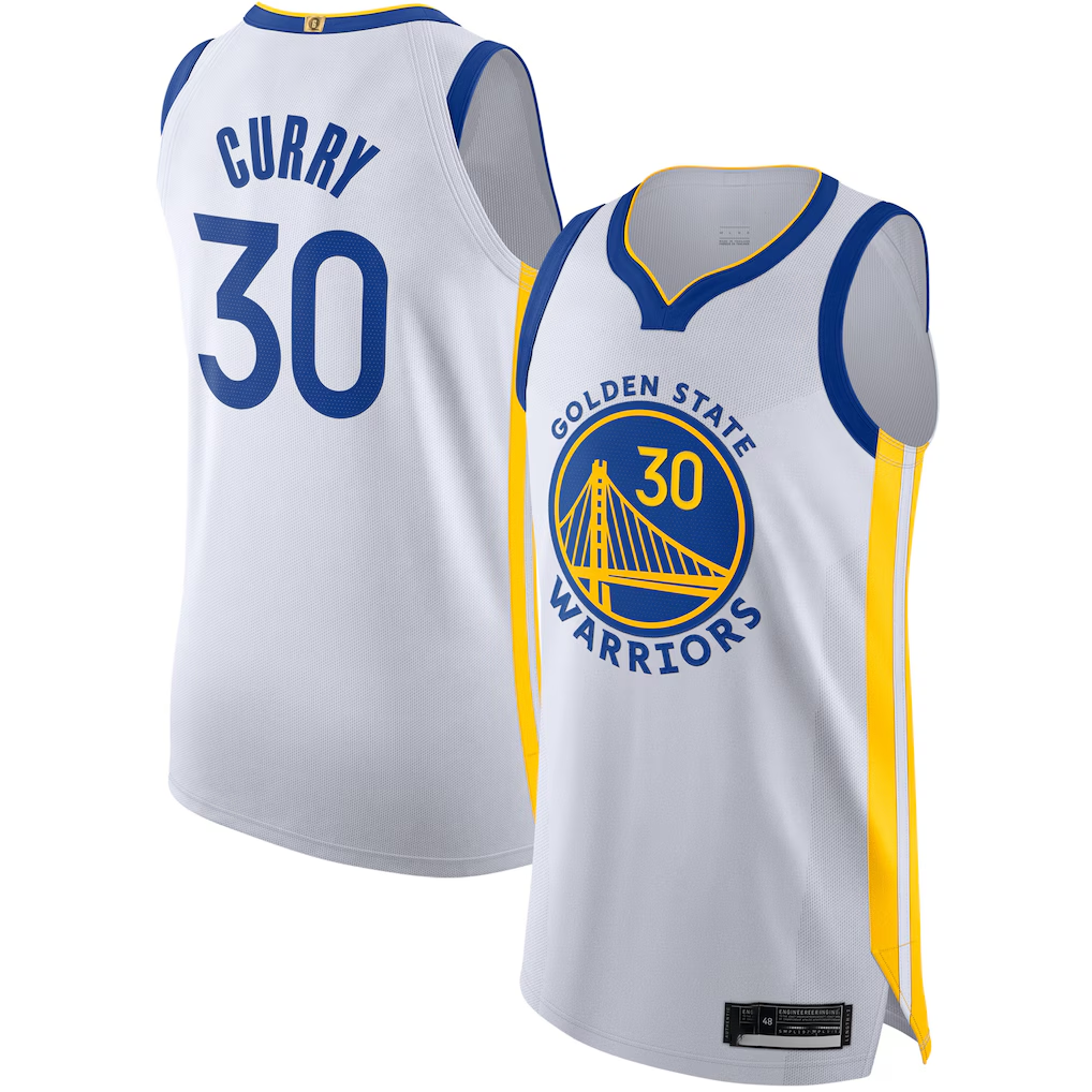 Jamed G.State Warriors #30 Stephen Curry White Authentic Jerseys - Association Edition