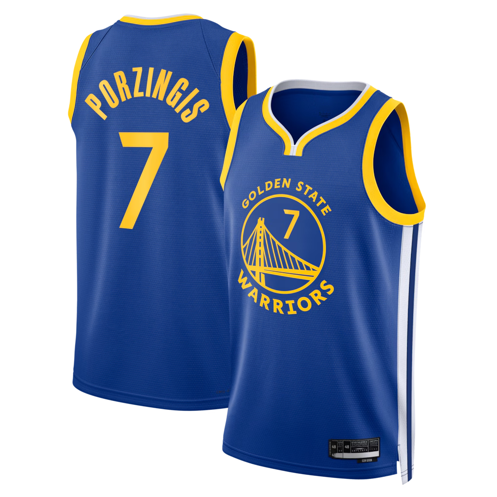 Jamed G.State Warriors #7 Kristaps Porzi??is Royal Swingman Jerseys - Icon Edition