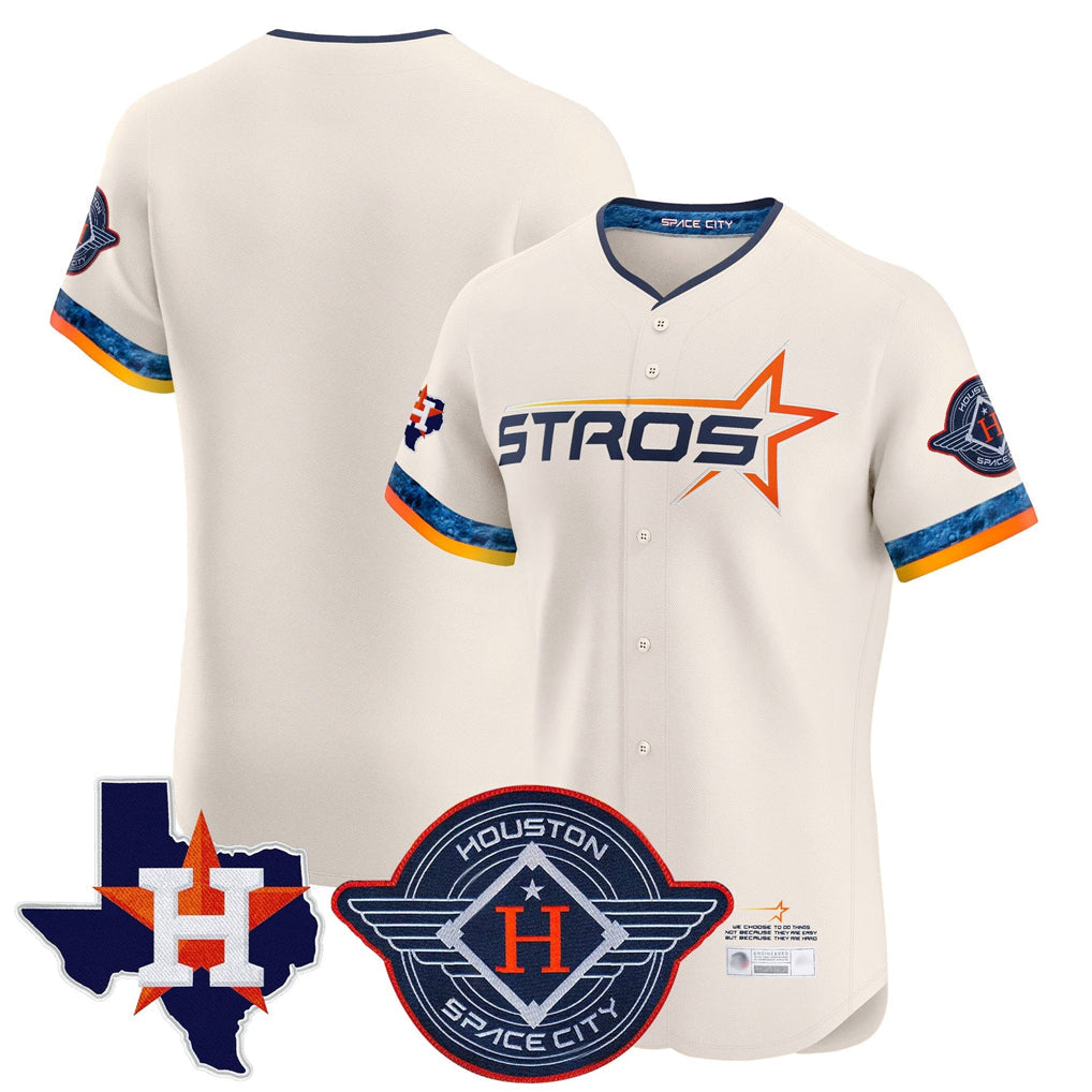 Jamed H.Astros Cream City Connect Texas Patch Vapor Premier Blank Player Limited Elite Home Stitched Jerseys