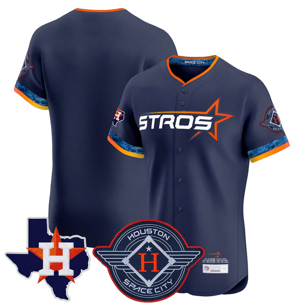 Jamed H.Astros Navy City Connect Texas Patch Vapor Premier Blank Player Limited Elite Home Stitched Jerseys