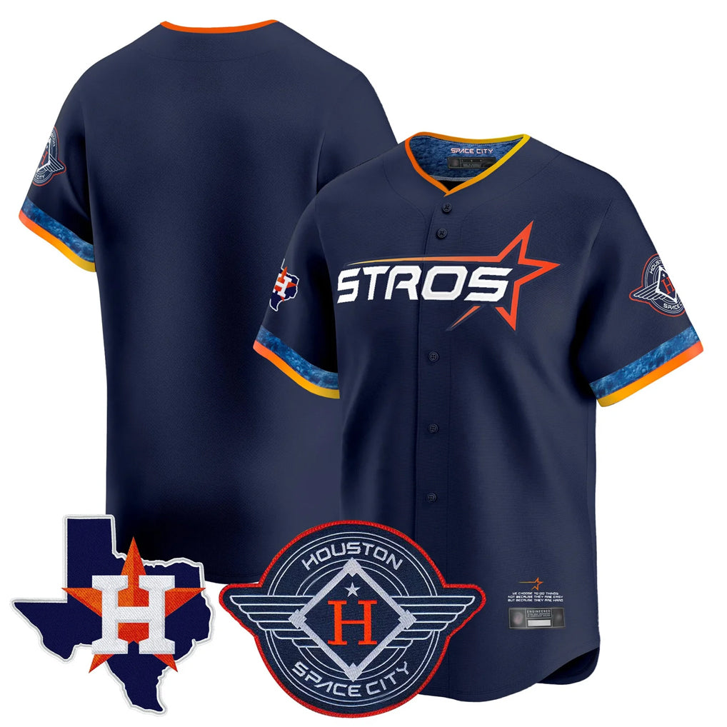 Jamed H.Astros Navy City Connect Texas Patch Vapor Premier Blank Player Limited Home Stitched Jerseys