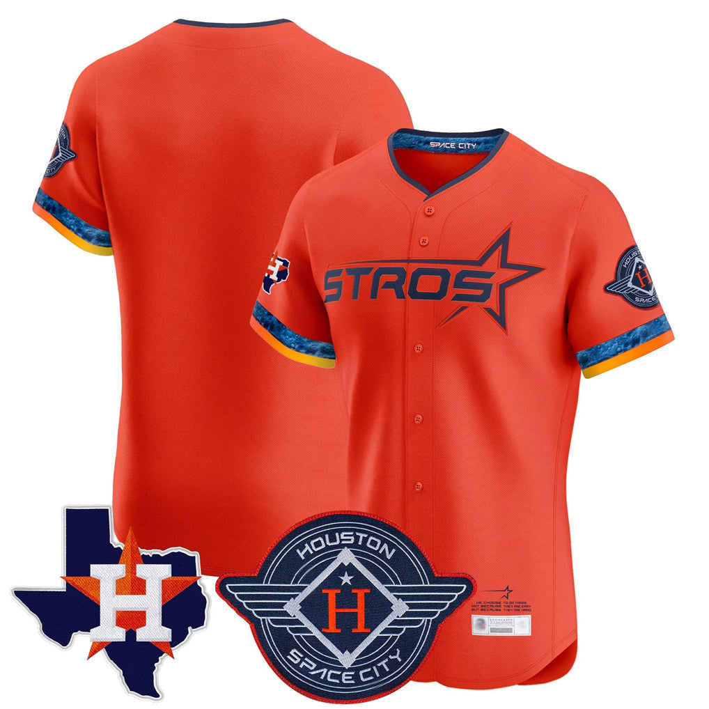 Jamed H.Astros Orange City Connect Texas Patch Vapor Premier Blank Player Limited Elite Home Stitched Jerseys